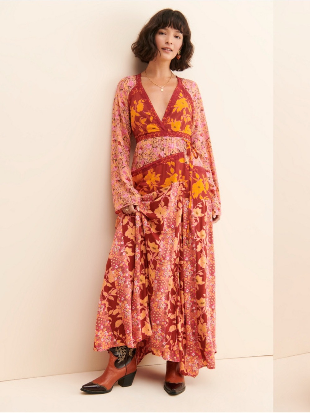 Free People Tilda wrap maxi dress peach